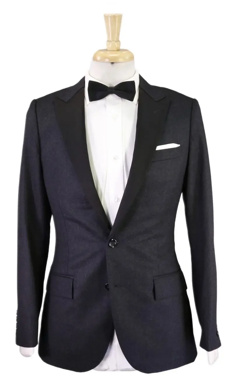 J Crew Ludlow Charcoal Gray Peak Lapel 2-Btn Peak Lapel Tuxedo Blazer Jacket 36S